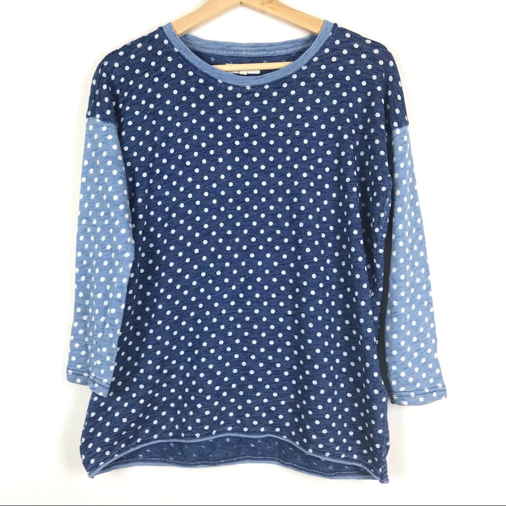 Madewell Long Sleeve Top XS Women Blue Polka Dot - Picture 1 of 8